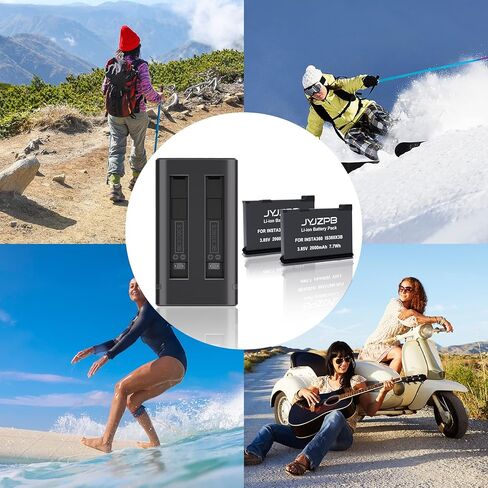 مجموعة JYJZPB 360 X3 لبطارية Insta 360، عبوتان بطارية 2000 مللي أمبير في الساعة واحدة X3 وشاحن USB مزدوج متوافق مع كاميرا Insta360 X3 in Kuwait