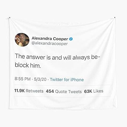 الجواب سيكون دائمًا بلوك له Alex Cooper Tweet Call Her Daddy نسيج جدار نسيج الخوخ غرفة المعيشة المنزلي ديكور النوم 51 "X60" in Kuwait