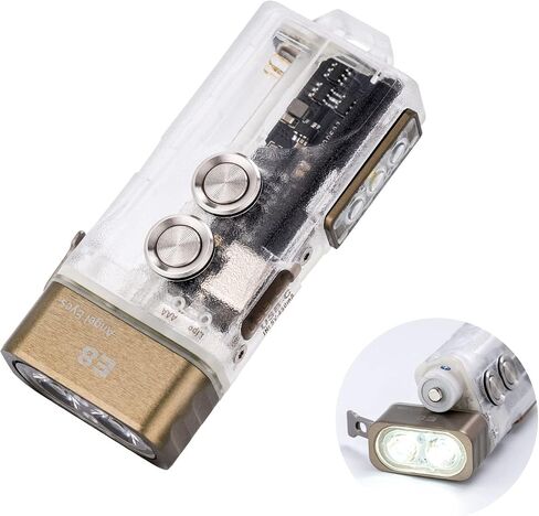 RovyVon Angel Eyes E8 Keychain Flashlight، 700 لومن، متوافق مع بطارية AAA، مصباح يدوي USB C قابل لإعادة الشحن EDC (365 نانومتر ضوء أسود/أحمر/أبيض) in Saudi Arabia