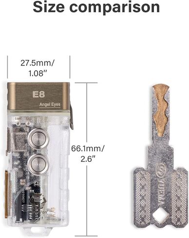 RovyVon Angel Eyes E8 Keychain Flashlight، 700 لومن، متوافق مع بطارية AAA، مصباح يدوي USB C قابل لإعادة الشحن EDC (365 نانومتر ضوء أسود/أحمر/أبيض) in Saudi Arabia