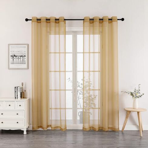 Regal Home Collections Solid Lightweight Voile Sheer Curtains - Grommet Light Filtering Curtains - Sheer Window Curtain Panels for Living Room, Dining Room - Sheer Drapes (52in W x 63in L, Plum) in Kuwait
