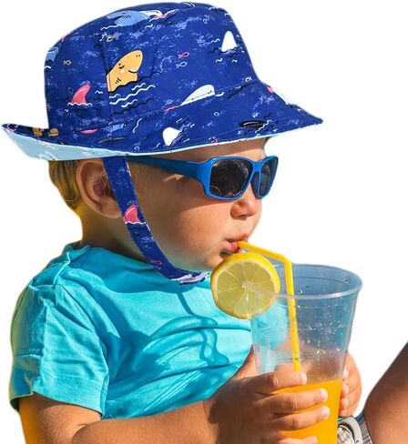 Baby Boy Girl Sun Hat,Adjustable Toddler Kids UPF 50+ Sun Protective Wide Brim Sun Hat,Beach Hat for Girl Boy in Kuwait