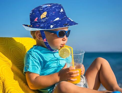 Baby Boy Girl Sun Hat,Adjustable Toddler Kids UPF 50+ Sun Protective Wide Brim Sun Hat,Beach Hat for Girl Boy in Kuwait