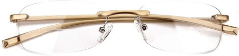 Loovit Rimless Rectangle Bifocal Reading Glasses Mens Womens Spring Hinge Frameless Readers Reading Glasses in Saudi Arabia