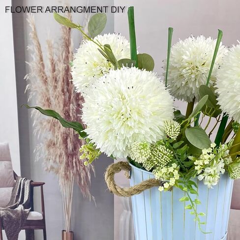 زهور الأقحوان الاصطناعية المذهلة من TOPIA - زهور الأليوم الحريرية والهندباء الحريرية - مثالية لحفلات الزفاف والحفلات وديكور المنزل (أبيض، 4 عبوات) in Kuwait