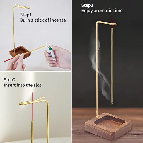 Incense Stick Holder - Stick Holder with Wooden Removable Glass Incense Holder - Stylish and Practical Incense Holder - Anti-Flying ash soot Storage Incense Burner in Kuwait