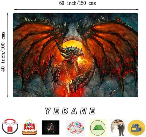 YEDANE Art Fire Dragon Tapestry Gothic Painting Cool Game Wall Tapestry شباب كلية عنبر غرفة نوم جدار معلق جماليات فن قطيفة قصيرة 80 * 60 بوصة ديكور عائلي GTY2208 in Saudi Arabia