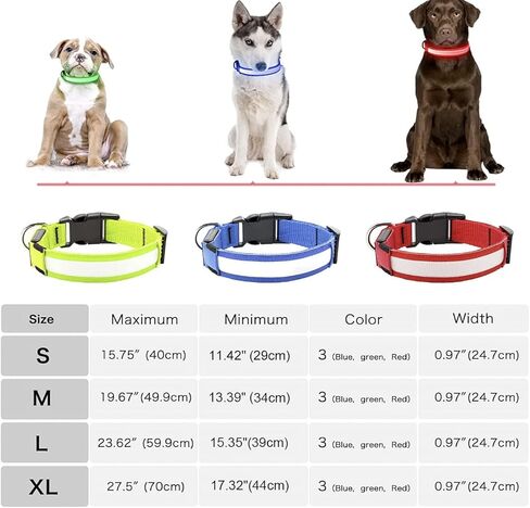 LED Dog Collar Rechargeable - Waterproof Light Up Dog Collars, Adjustable Glow in The Dark Pet Collar, Safety Dog Lights for Night Walking (Large, Blue) in Kuwait