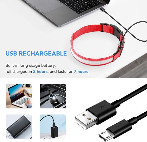 LED Dog Collar Rechargeable - Waterproof Light Up Dog Collars, Adjustable Glow in The Dark Pet Collar, Safety Dog Lights for Night Walking (Large, Blue) in Kuwait