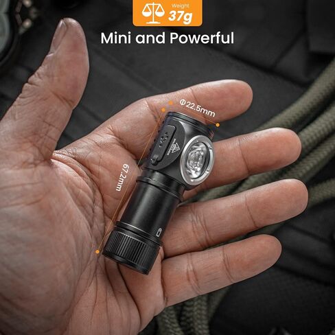 سوفيرن مصباح راس LED HS10 1100 لومن، مصباح يدوي EDC بزاوية قائمة مع مصباح LED LH351D قوي 90CRI، حجم جيب صغير ومقاوم للماء IPX8 للتخييم والجري والمشي لمسافات طويلة في الهواء الطلق (HS10-4000K-عدة) in Kuwait