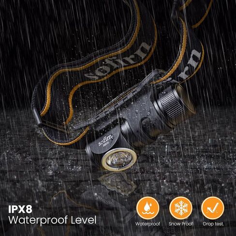 سوفيرن مصباح راس LED HS10 1100 لومن، مصباح يدوي EDC بزاوية قائمة مع مصباح LED LH351D قوي 90CRI، حجم جيب صغير ومقاوم للماء IPX8 للتخييم والجري والمشي لمسافات طويلة في الهواء الطلق (HS10-4000K-عدة) in Kuwait