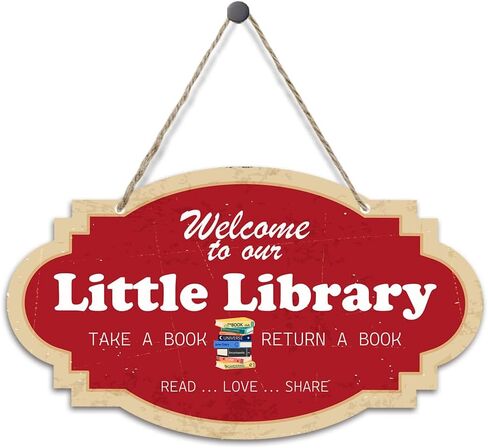 Funny Rustic Wood Sign for Reading Book Lovers, Door Hanging Decorative Wooden Board Signs, Welcome Sign for Library Front Door Home Decor Classroom Wood Sign Décor 5.9 x 10.2 Inches - JY846 in Kuwait