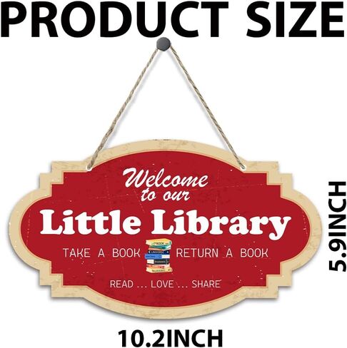 Funny Rustic Wood Sign for Reading Book Lovers, Door Hanging Decorative Wooden Board Signs, Welcome Sign for Library Front Door Home Decor Classroom Wood Sign Décor 5.9 x 10.2 Inches - JY846 in Kuwait