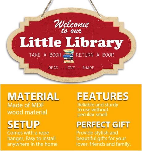 Funny Rustic Wood Sign for Reading Book Lovers, Door Hanging Decorative Wooden Board Signs, Welcome Sign for Library Front Door Home Decor Classroom Wood Sign Décor 5.9 x 10.2 Inches - JY846 in Kuwait