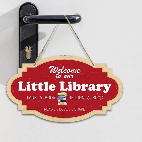 Funny Rustic Wood Sign for Reading Book Lovers, Door Hanging Decorative Wooden Board Signs, Welcome Sign for Library Front Door Home Decor Classroom Wood Sign Décor 5.9 x 10.2 Inches - JY846 in Kuwait