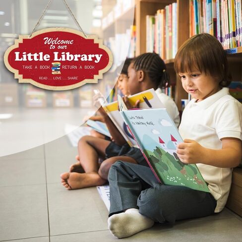 Funny Rustic Wood Sign for Reading Book Lovers, Door Hanging Decorative Wooden Board Signs, Welcome Sign for Library Front Door Home Decor Classroom Wood Sign Décor 5.9 x 10.2 Inches - JY846 in Kuwait