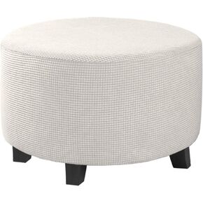 Ottoman Cover Stretch Ottoman Slipcover Round Ottoman Storage Cover Folding Stool Covers Furniture Protector Cover (Dark Coffee,Medium) in Kuwait