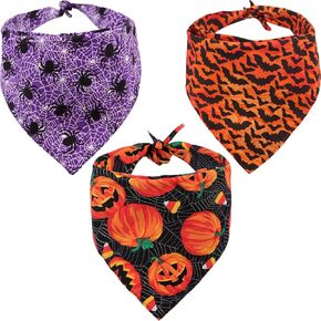 3 PCS/Pack Halloween Dog Bandana Pumpkin Reversible Triangle Bibs Scarf Accessories for Dogs Cats Pets Large in Kuwait