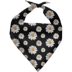 عصابات الكلب doginthehole للكلاب الكبيرة الفتيات عيد الحب، أزياء زهرة الأقحوان منديل مثلث قابل للطي لعصابات الجرو والأوشحة القابلة للغسل المرايل اليومية، أسود in Kuwait
