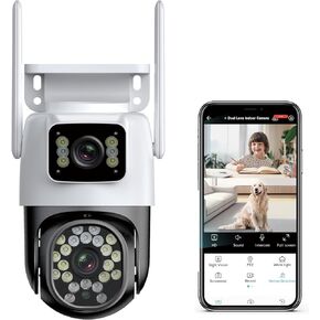 كاميرا مراقبة NOSENT 4MP WiFi خارجية، عدسة مزدوجة 2.4 جيجا هرتز، كاميرا مراقبة لاسلكية، كشف الحركة، التحكم في دوران PTZ، رؤية ليلية ملونة، صوت ثنائي الاتجاه، IP66 مقاوم للماء، إنذار الصوت والضوء in Kuwait