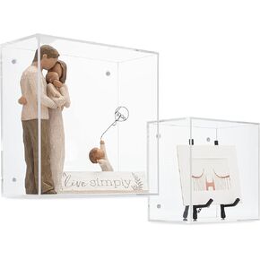 SimplyImagine Floating Acrylic Cube Shelf - Set of 2 Square Hanging Wall Mount Display Storage Shelves for Photos, Toys, Books, Decorative, More in Kuwait