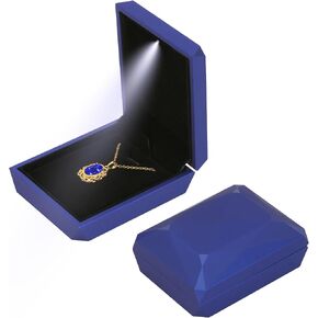 Luxury LED Light Pendant Necklace Gift Box, Velvet Jewelry Box Storage Case Organizer Holder for Proposal Engagement Wedding Anniversary Birthday Valentine's Day (BLACK) in Saudi Arabia