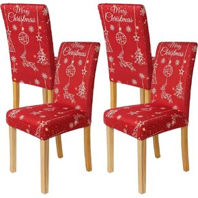 Christmas Chair Covers Set of 4, Christmas Decorations Stretch Removable Washable Dining Room Chair Protector Slipcovers for Xmas Decor Holiday Party Kitchen Home Decorations (Red Truck, 4 PCS)