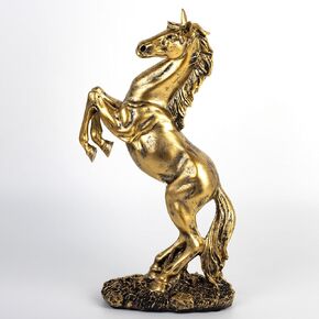 CMTGYPIN Golden Resin Standing Horse Statue - Elegant Home Decor Sculpture for Horse Lovers-Art Figurine Decorative-Animal Ornament-Birthday Gift in Kuwait