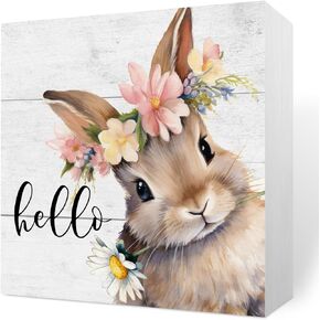 Spring Flower Bloom Desk Decor Rustic Farmhouse Floral Wood Box Sign Home Office Desk Shelf Decor Flower Gift Ideas For Women Friend 5 X 5 Inch in Saudi Arabia