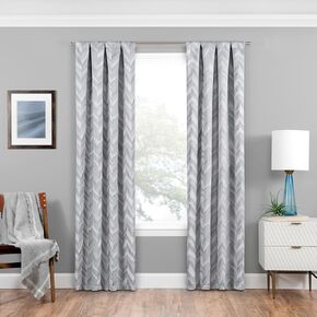 ECLIPSE Haley Thermal Insulated Single Panel Rod Pocket Darkening Curtains for Living Room, 37 in x 63 in, Silver in Kuwait