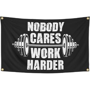 No Body Cares Work Harder 3x5 Feet Banner Gym Flag Cool Tapestry Man Cave Wall Decor with Brass Grommets for College Dorm Room in Kuwait