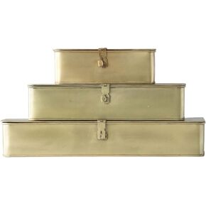 Square Decorative Metal Boxes with Gold Finish (Set of 3 Sizes) in Kuwait