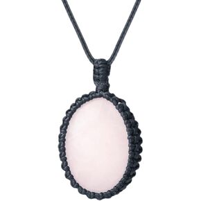 EDEN'S CALL Healing Oval Crystal Pendant Necklace for Men Women Cord Wrap Reiki Stone Pendant with Adjustable Rope