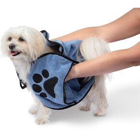 Twin Sycamores Small Dog Towel for Drying Dogs - Premium Pet Grooming Bath Towel with Comfortable Hand Pockets and Super Absorbent Microfibers - Quick Drying & Machine Washable - 11.8" x 35.4" in Saudi Arabia