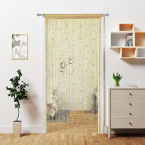 Beaded Curtain Door String Curtains,Doorway Beads Curtains Hanging Room Divider Beaded Decor Hippie Glitter Fringe Panel Closet Window Doors Sequin Boho Doors Tassel (Black) in Kuwait