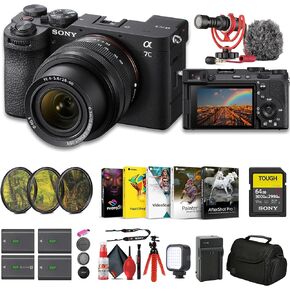 Sony a7C II Mirrorless Camera with 28-60mm Lens (ILCE-7CM2L/B) + 64GB SF-G Tough Card + Filter Kit + Bag + 3 x NP-FZ100 Compatible Battery + Corel Photo Software + External Charger + More (Renewed) in Saudi Arabia
