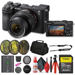 Sony a7C II Mirrorless Camera with 28-60mm Lens (ILCE-7CM2L/B) + 64GB SF-G Tough Card + Filter Kit + Bag + Card Reader + Flex Tripod + Cleaning Kit (Renewed) in Saudi Arabia
