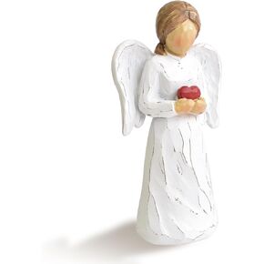 Guardian Angel Statue, Healing Angel Figurines for Women, Resin Angel Statue Holding a Heart for Thanksgiving Christmas Home Decor Ornament Memorial Gifts