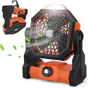 مراوح التخييم للخيام، مروحة تخييم تعمل ببطارية قابلة لإعادة الشحن بقدرة 10400 مللي أمبير في الساعة مع ضوء، مروحة مكتب شخصية صامتة قابلة للتعليق عبر USB، مناسبة لصيد الأسماك والتخييم وغرفة النوم ومكان العمل والطوارئ لانقطاع التيار الكهربائي in Kuwait