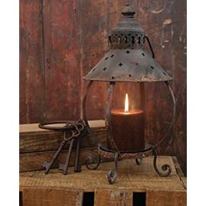 Primitive Decor Rustic Table Lantern-Antique Rust-13 Inches Tall by Table Lantern, Antique Rust in Saudi Arabia