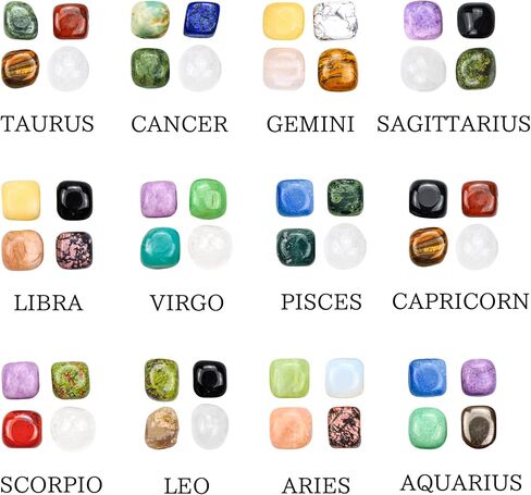 مجموعة هدايا بلورات علاجية من Zenkeeper Pisces Tumbled Healing Crystals، مجموعة أحجار كريمة بعلامة زودياك، أحجار مصقولة، مجموعة الصخور التنجيمية من أحجار الجيب الكريستالية العلاجية in Kuwait
