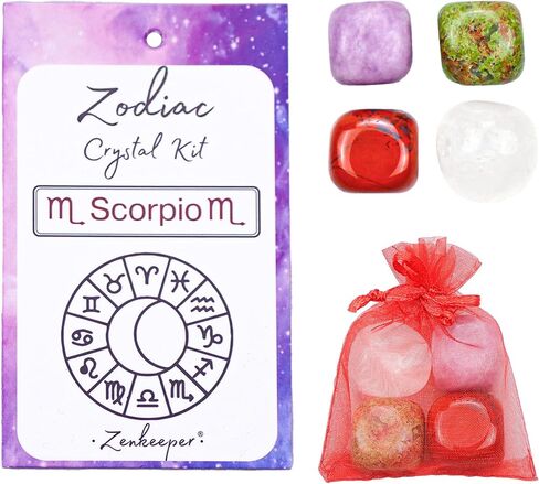 مجموعة هدايا بلورات علاجية من Zenkeeper Pisces Tumbled Healing Crystals، مجموعة أحجار كريمة بعلامة زودياك، أحجار مصقولة، مجموعة الصخور التنجيمية من أحجار الجيب الكريستالية العلاجية in Kuwait