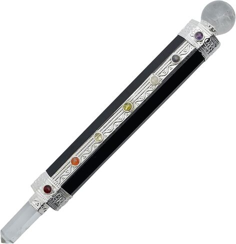 Black Agate Tourmaline Metaphysical Healing Wand 6" | 7 Chakra Gemstone Wand | Dynamic Energy Chakra Balancing & Aura Cleansing Healing Stick | Meditation Reiki Spiritual Divination Tool in Saudi Arabia
