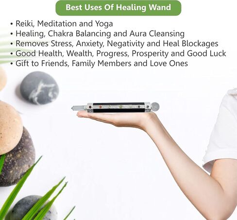 Black Agate Tourmaline Metaphysical Healing Wand 6" | 7 Chakra Gemstone Wand | Dynamic Energy Chakra Balancing & Aura Cleansing Healing Stick | Meditation Reiki Spiritual Divination Tool in Saudi Arabia