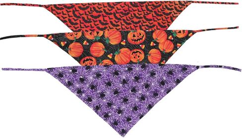 3 PCS/Pack Halloween Dog Bandana Pumpkin Reversible Triangle Bibs Scarf Accessories for Dogs Cats Pets Large in Kuwait