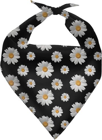 عصابات الكلب doginthehole للكلاب الكبيرة الفتيات عيد الحب، أزياء زهرة الأقحوان منديل مثلث قابل للطي لعصابات الجرو والأوشحة القابلة للغسل المرايل اليومية، أسود in Kuwait