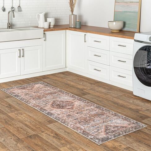 nuLOOM Devin Machine Washable Vintage Medallion Ultra Thin Area Rug, 6' x 9', Light Brown in Saudi Arabia