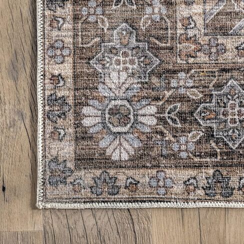 nuLOOM Devin Machine Washable Vintage Medallion Ultra Thin Area Rug, 6' x 9', Light Brown in Saudi Arabia