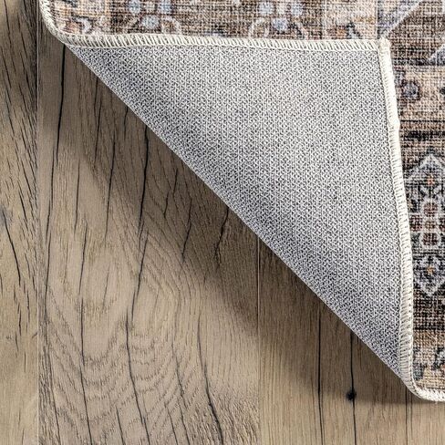 nuLOOM Devin Machine Washable Vintage Medallion Ultra Thin Area Rug, 6' x 9', Light Brown in Saudi Arabia