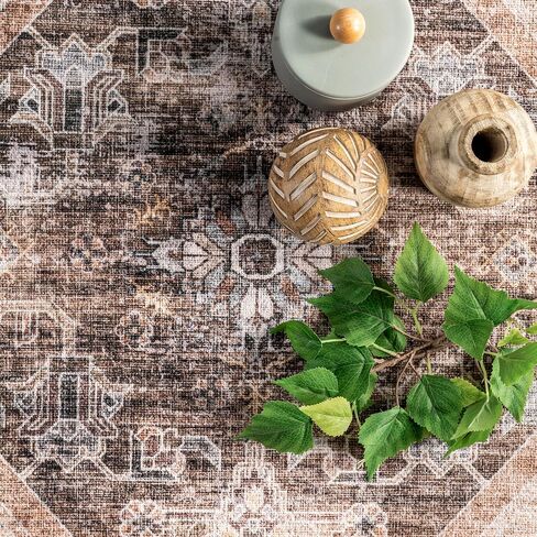 nuLOOM Devin Machine Washable Vintage Medallion Ultra Thin Area Rug, 6' x 9', Light Brown in Saudi Arabia